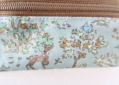 トコトコウォレット・エッタ・ブルーグリーン（リバティプリント・ラミネート）