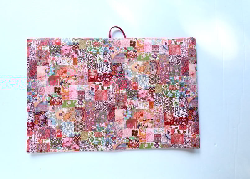 文庫サイズブックカバー・アーカイブパッチワーク・ピンク（リバティ