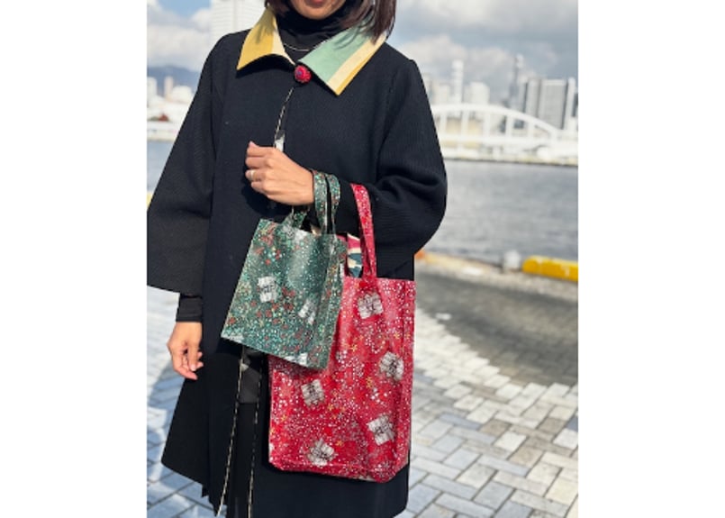 マチつきトート（S）・チューダーベリー・水色ピンク（リバティ