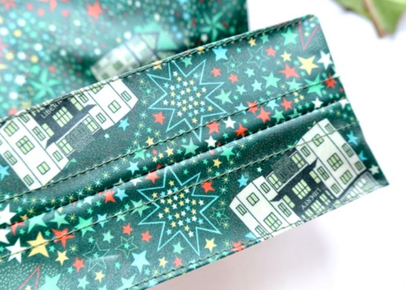 マチつきトート（S）・アデラジャベル・グリーン（リバティプリント