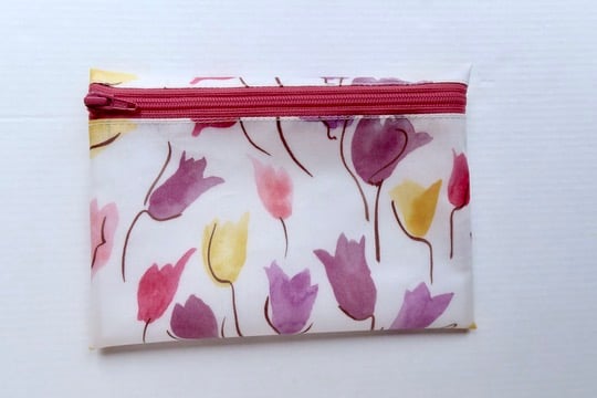 コスメポーチ・チューリップシャドー・ピンク（リバティプリント