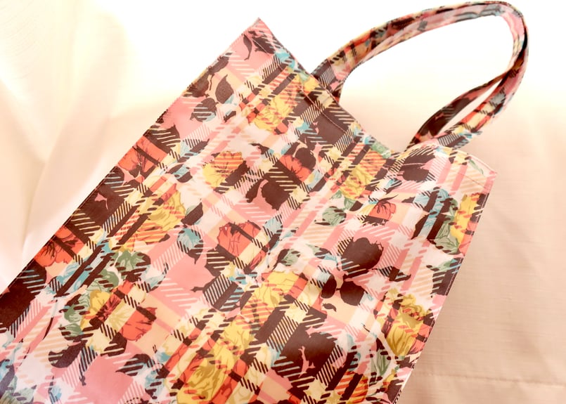 マチつきトート（L ）・カーラインレベル・ピンク（リバティプリント