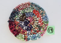 リバティ裂き編みコースター(19)　サイズ10.3cm