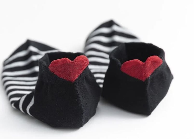 ハートソックス・ヒール飛び出し・ストライプ （5足セット） | Amanda