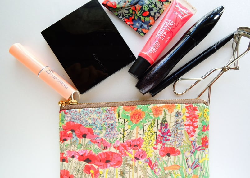 【43】manaページ⭐︎リバティ　ポーチ リバティ】透明窓付き、マチありポーチ（シンクオブミー）ラミネート