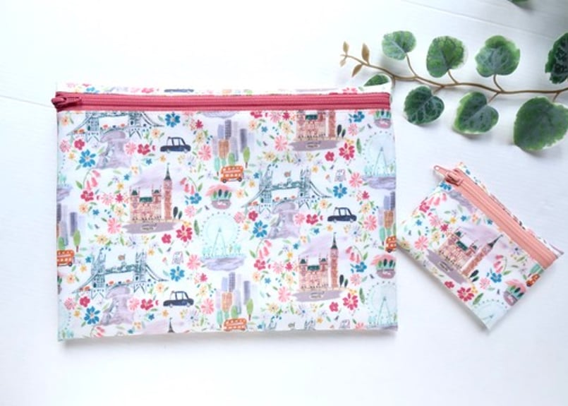 ラミネートポーチ（小）プライドアンドブルーム・ピンク (リバティ