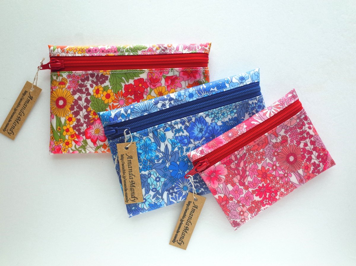 リバティラミネートポーチ（大）ジムカーナ・ピンク | Amanda Mandy