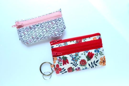 ラミネートリップポーチ Cathキャンディ❤️Handmade ラミネートポーチ（ミニ）・チューリップシャドー・ピンク (リバティ