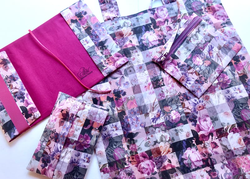 ティッシュケース ・アーカイブギンガム・パープル（リバティプリント