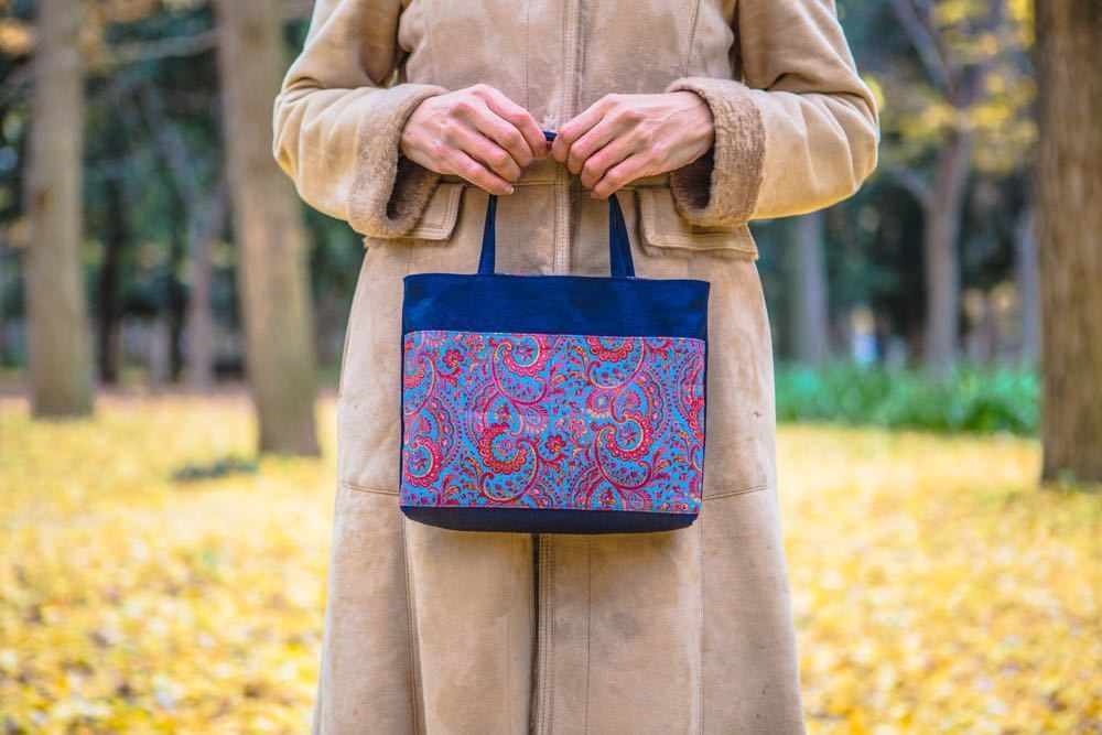 リバティ リバーシブルトートバッグ・ローズザンジー・ブルーグリーン