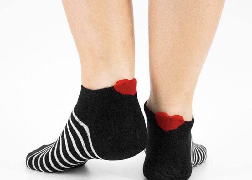 ハートソックス・ヒール飛び出し・ストライプ （5足セット） | Amanda