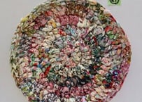 リバティ裂き編みコースター(21)・LLサイズ・直径約19cm