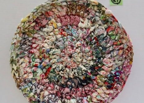 リバティ裂き編みコースター(21)・LLサイズ・直径約19cm