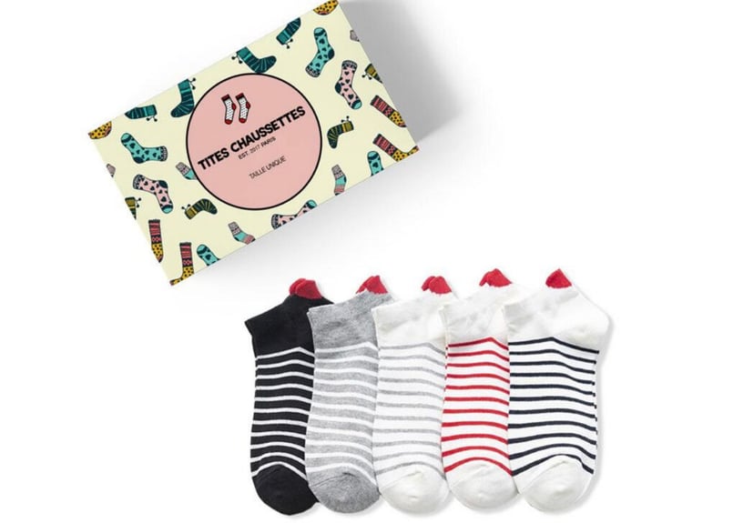 ハートソックス・ヒール飛び出し・ストライプ （5足セット） | Amanda