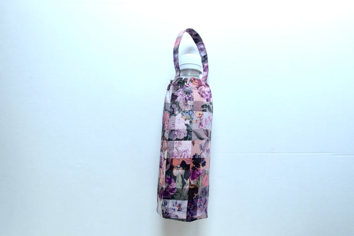 ペットボトルカバー・アーカイブギンガム、パープル（リバティプリント