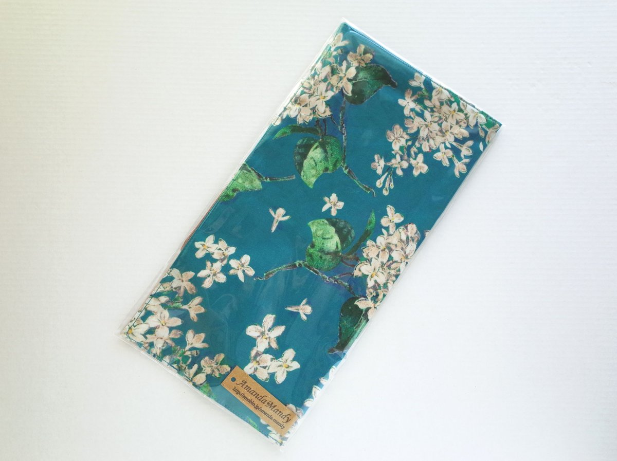 ハンドメイドガーゼハンカチリバティ（アーカイブライラック）、レース