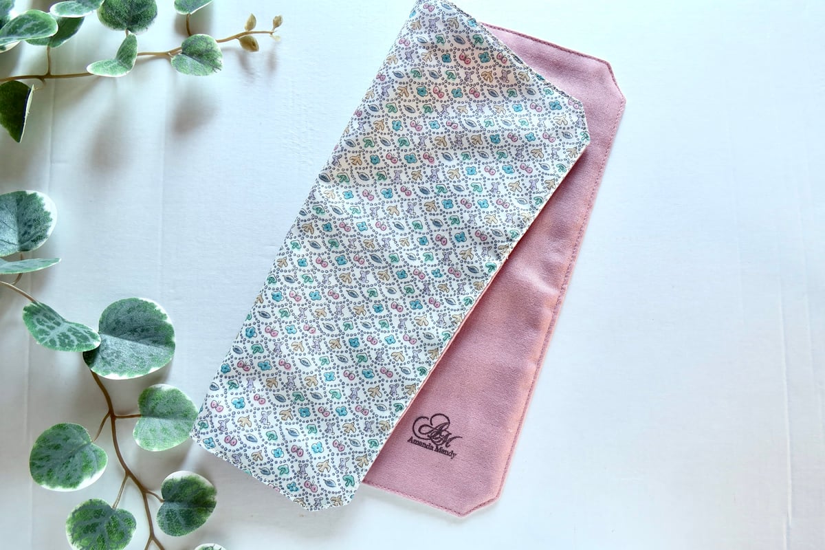 リバティガーゼハンカチ&ラミネートポーチセット〈フォレストウェーブ