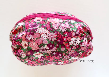 バルーンポーチ・ソープヒル・マゼンダピンク（リバティプリント・タナローン）※お客様レビューあり