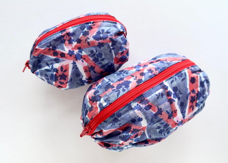バルーンポーチ(小)・ウナランドスケープ・ネイビーレッド（リバティプリント・タナローン）※お客様レビューあり