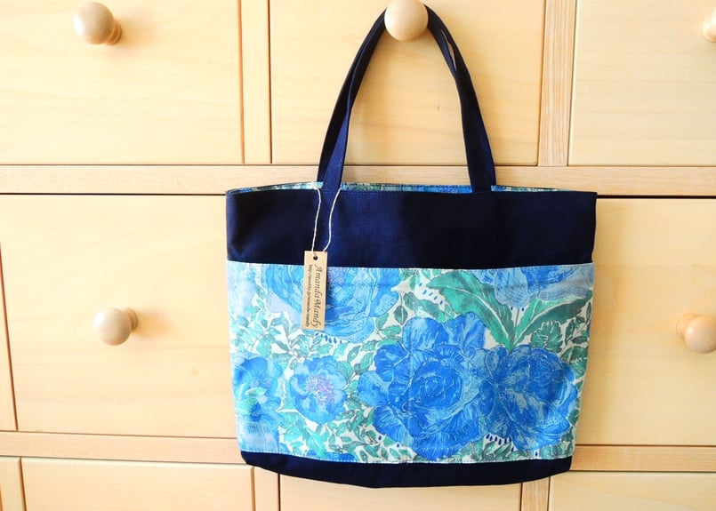 repetto 青 グリーン トートバッグ リバティ リバーシブルトートバッグ・ローズザンジー・ブルー