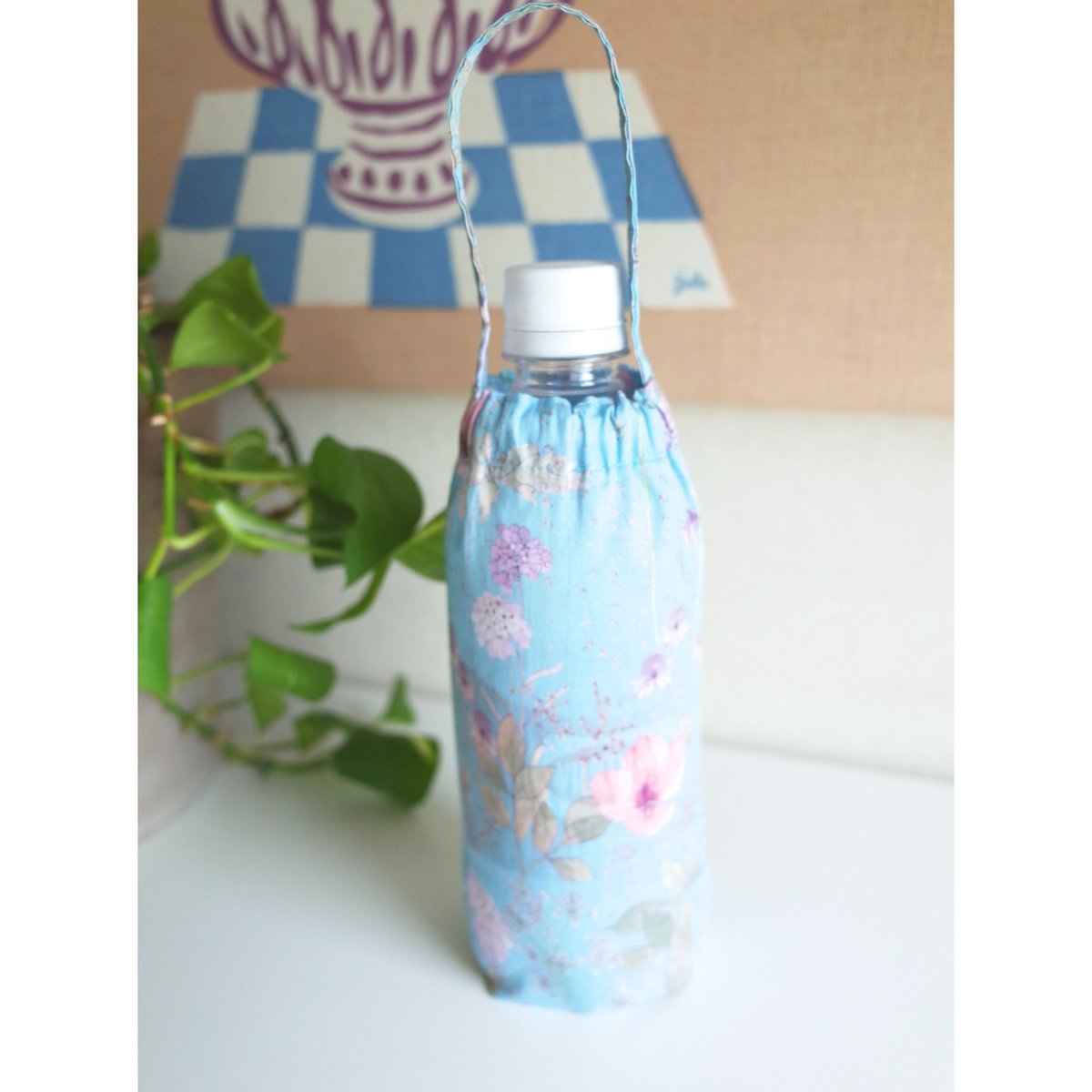 ペットボトルカバー　リバティシンクオブミー/ネイビー　ハンドメイド ペットボトルカバー リバティシンクオブミー/ネイビー