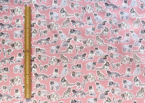 リバティ・オーダー用布見本【ウィロビーミューズ（ネコ）・ピンク】