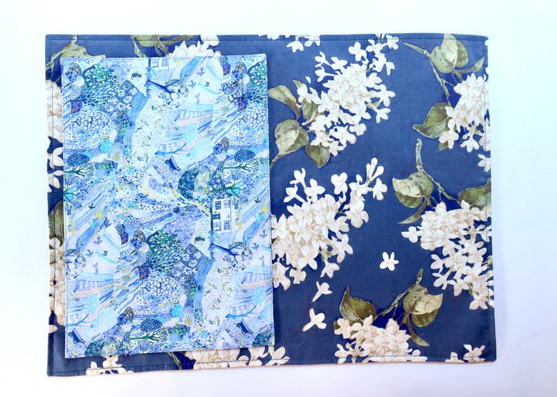 リバーシブルランチョンマット・キエンツフローラルブルー/イエロー