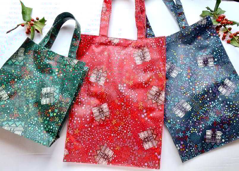 マチつきトート（L ）・アデラジャベル・レッド（リバティプリント