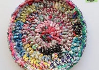 リバティ裂き編みコースター(17)・Lサイズ・直径約16cm