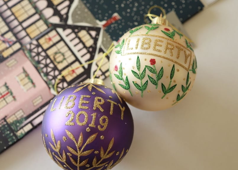 Libertyクリスマスオーナメント2個＆カードセット（ロンドンリバティ