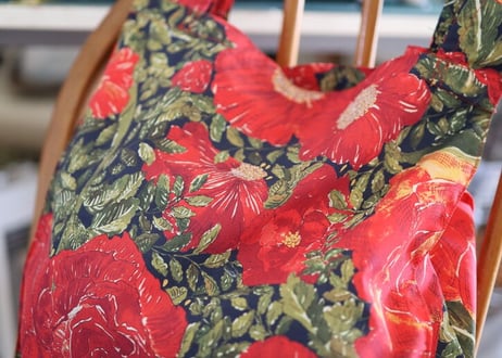 エコバッグ・ローズザンジー・レッド（リバティ・リサイクルナイロンリップストップ）※お客様レビューあり