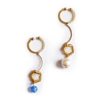 SMOKE BEADS CURVE EAR CUFF (GOLD)