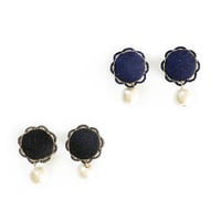ROUND FLOWER PEARL PIERCE/EARRING