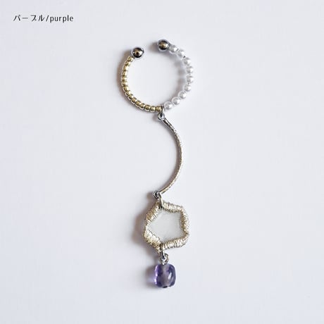 SMOKE BEADS CURVE EAR CUFF (SILVER)