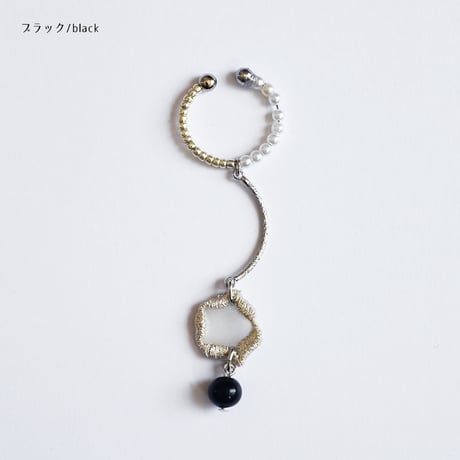 SMOKE BEADS CURVE EAR CUFF (SILVER)