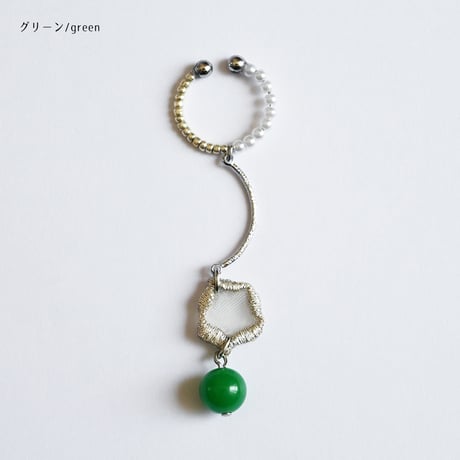 SMOKE BEADS CURVE EAR CUFF (SILVER)