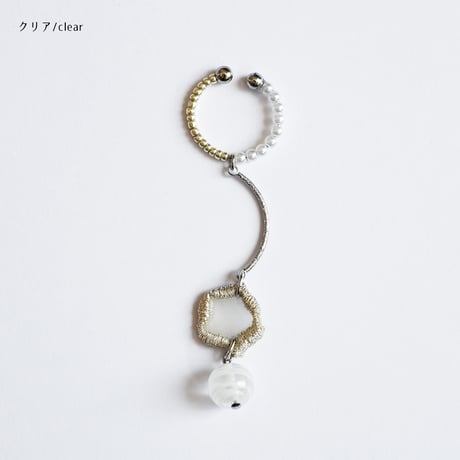 SMOKE BEADS CURVE EAR CUFF (SILVER)