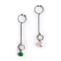 SMOKE BEADS LINE EAR CUFF (SILVER)