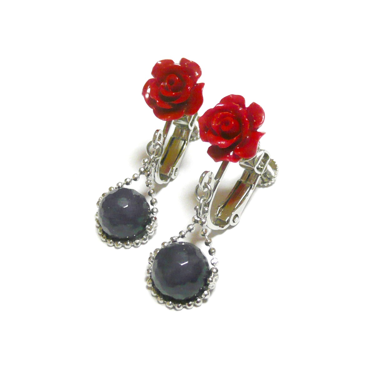 赤珊瑚 薔薇 10mm サファイア カット珠 コランダム 8mm 連なる