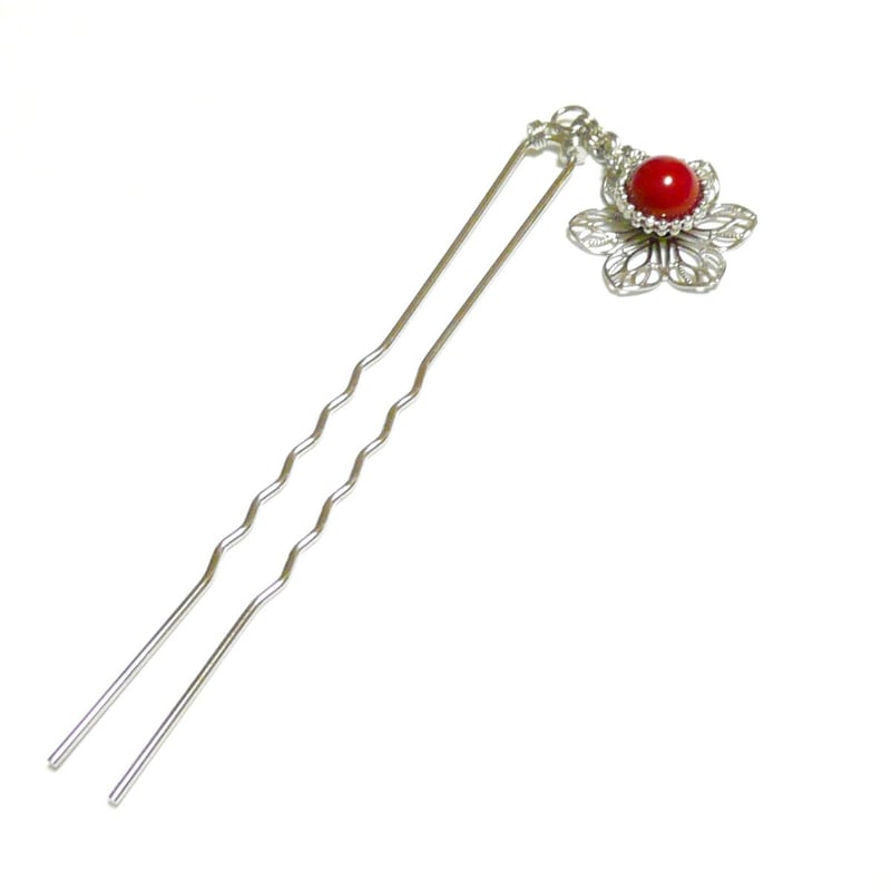 かんざし/花びら】赤珊瑚の髪飾り | ジュエルビアンカ