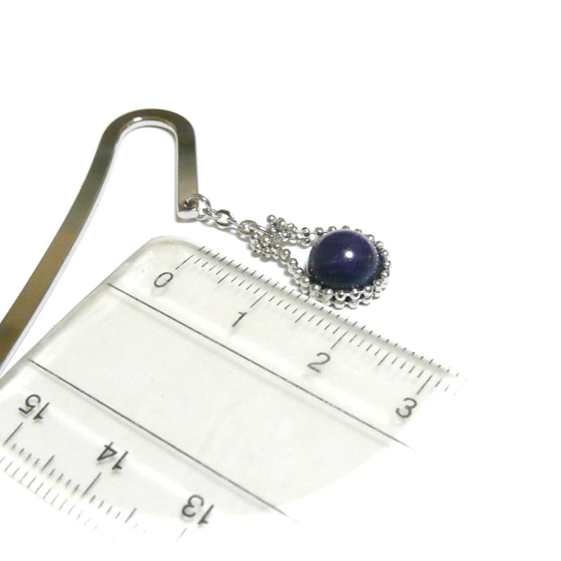 ラピスラズリ しおり ブックマーカー 瑠璃 8mm 丸珠 栞 【 馬蹄