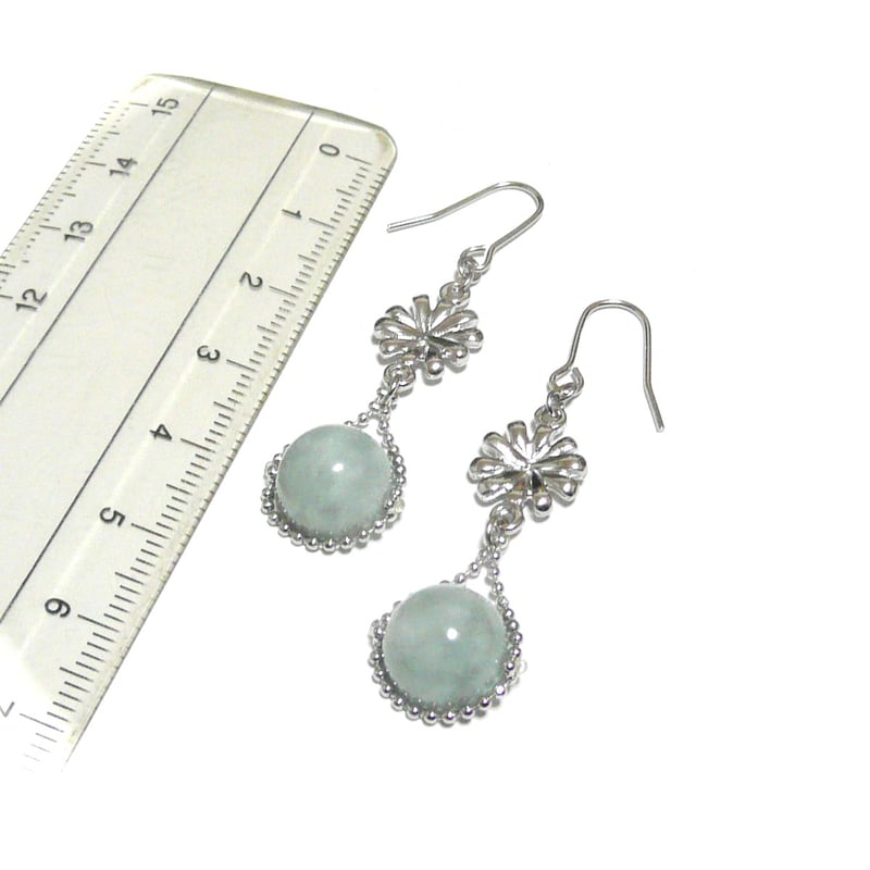 翡翠 ピアス 菊 ジェダイト 硬玉 10mm ヒスイ ひすい フラワー