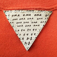 【on RUSSELL】OMA gazette sweatshirt ｜ leather with laser 　orange / wine red