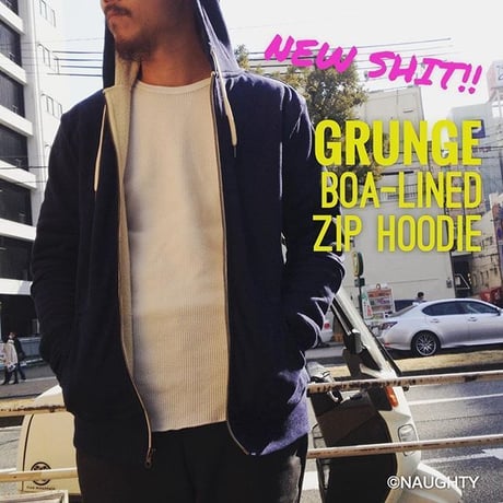 GRUNGE BOA-LINED ZIP HOODIE