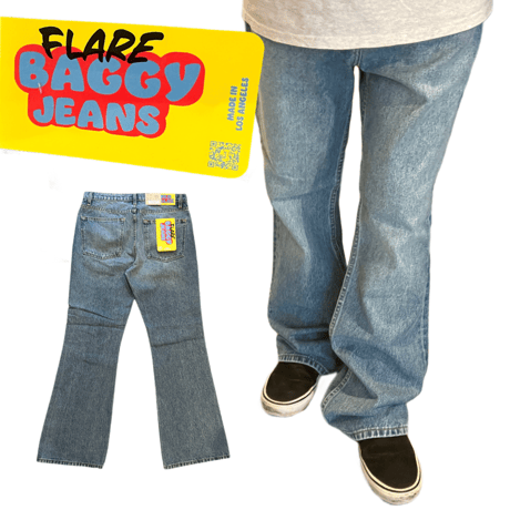 🇺🇸【NEO BLUE】FLARE BAGGY JEANS