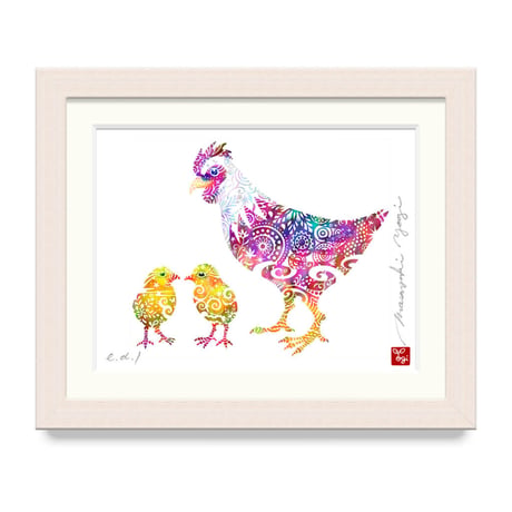 雛鳥と / Hen and Chicks