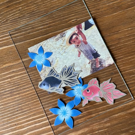 【はじめてさんの切り絵キット】夏の金魚と鉄線