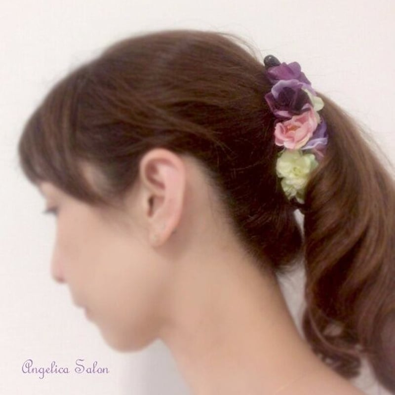 大人可愛い 紫陽花のヘアアクセサリー バナナクリップ パープル髪飾り 