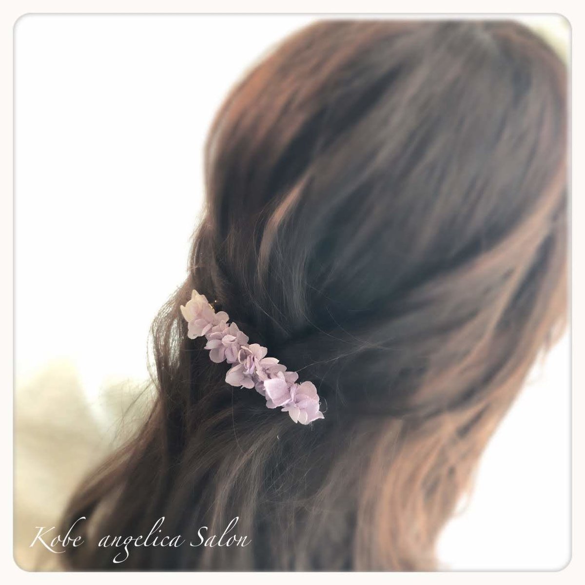 2000円＊.バレッタ Mサイズ あじさい プリザーブド かまぼこ型 2000円＊.バレッタ Mサイズ あじさい プリザーブド かまぼこ型