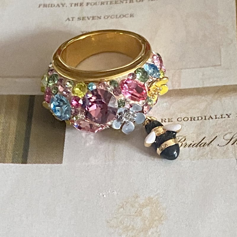 【BIMBA Y LOLA】クリスタル付きミツバチリング Crystal Ange Bee】 (クリスタル・アンジュ・ビー)ミツバチが